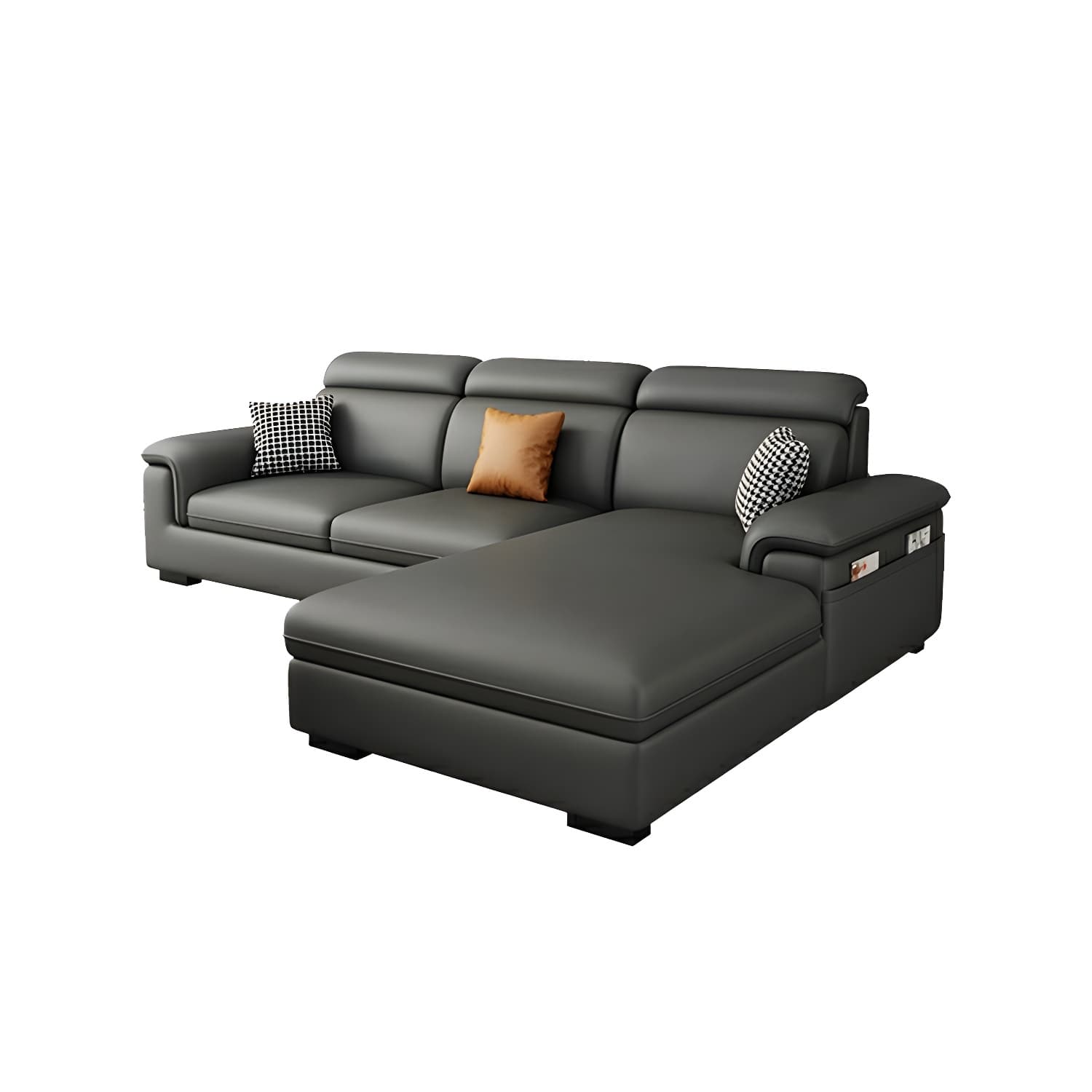 Modern Gray Stationary Sectional Sofa with Pillow Top Arm and Storage - image 10