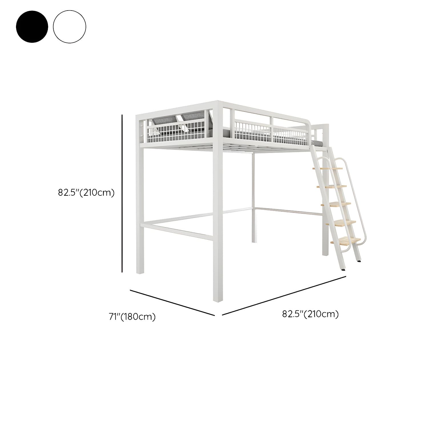 Contemporary Metal Bed 82.67" Tall Open-Frame Bed in Black/White - image 13