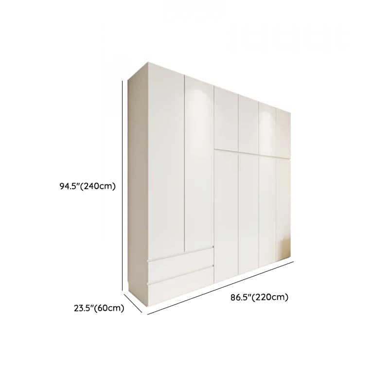 White Minimalist Manufactured Wood Independent Wardrobe Closet with Soft Close Drawer, Soft Close Door, and Interior Shelves - image 25
