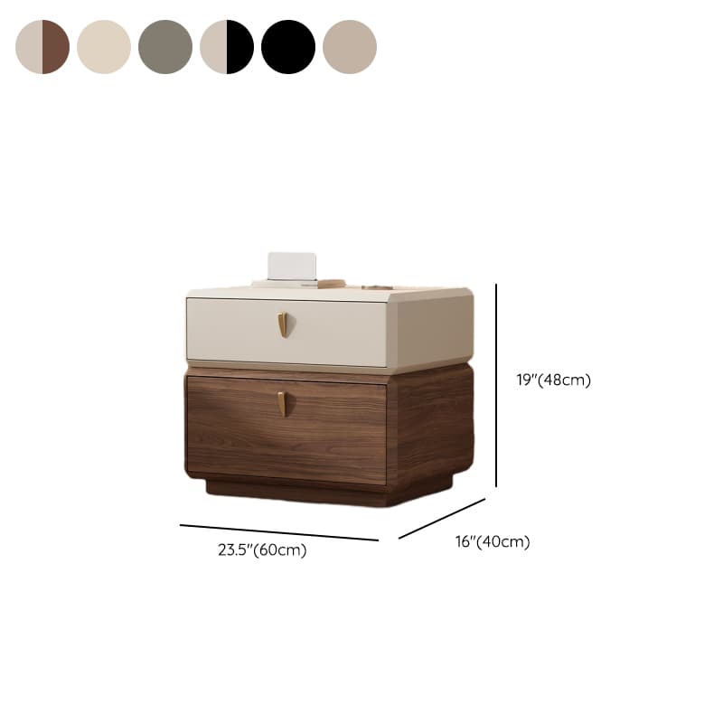 Organic Modern 2 Tiers Nightstand With Drawer Organization in Pleather - image 14