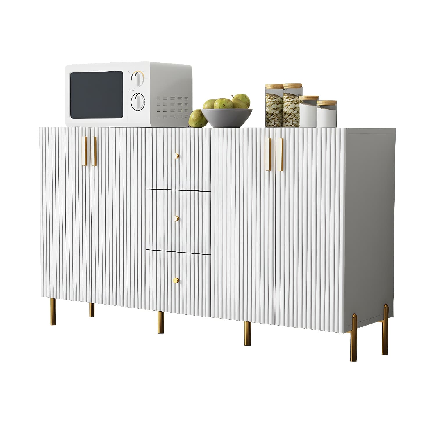 Living Room Glam Faux Wood Sideboard with Shelves and 3 Drawers - image 7