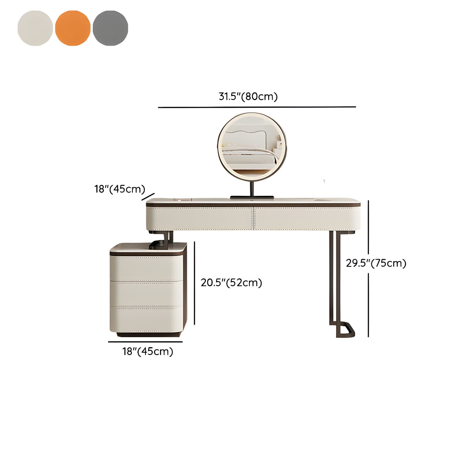 Modern Wood Vanity with Stone Top & 5 Drawers & Jewelry Storage & Assembly Required - image 16