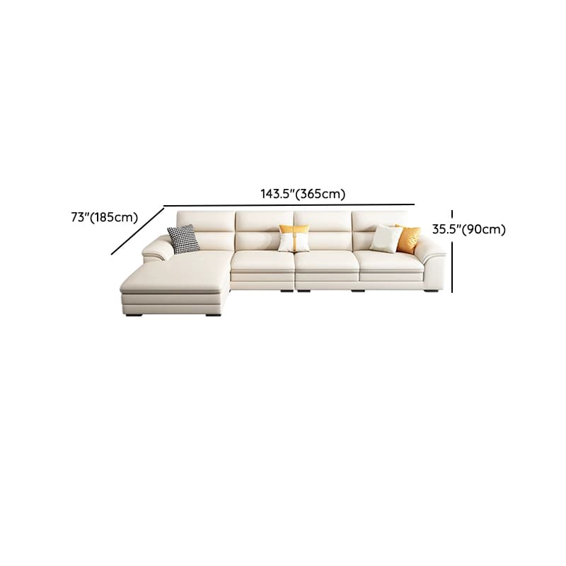 Standard Genuine Leather Sectional, Pillow Top Arm, Cushion Back, Beige, Birch Wood - image 20