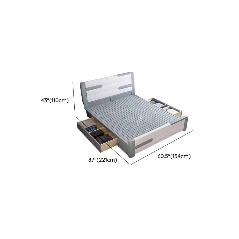 Solid Color Natural Wood Storage Bed with 2 Drawers for Living Room - image 13