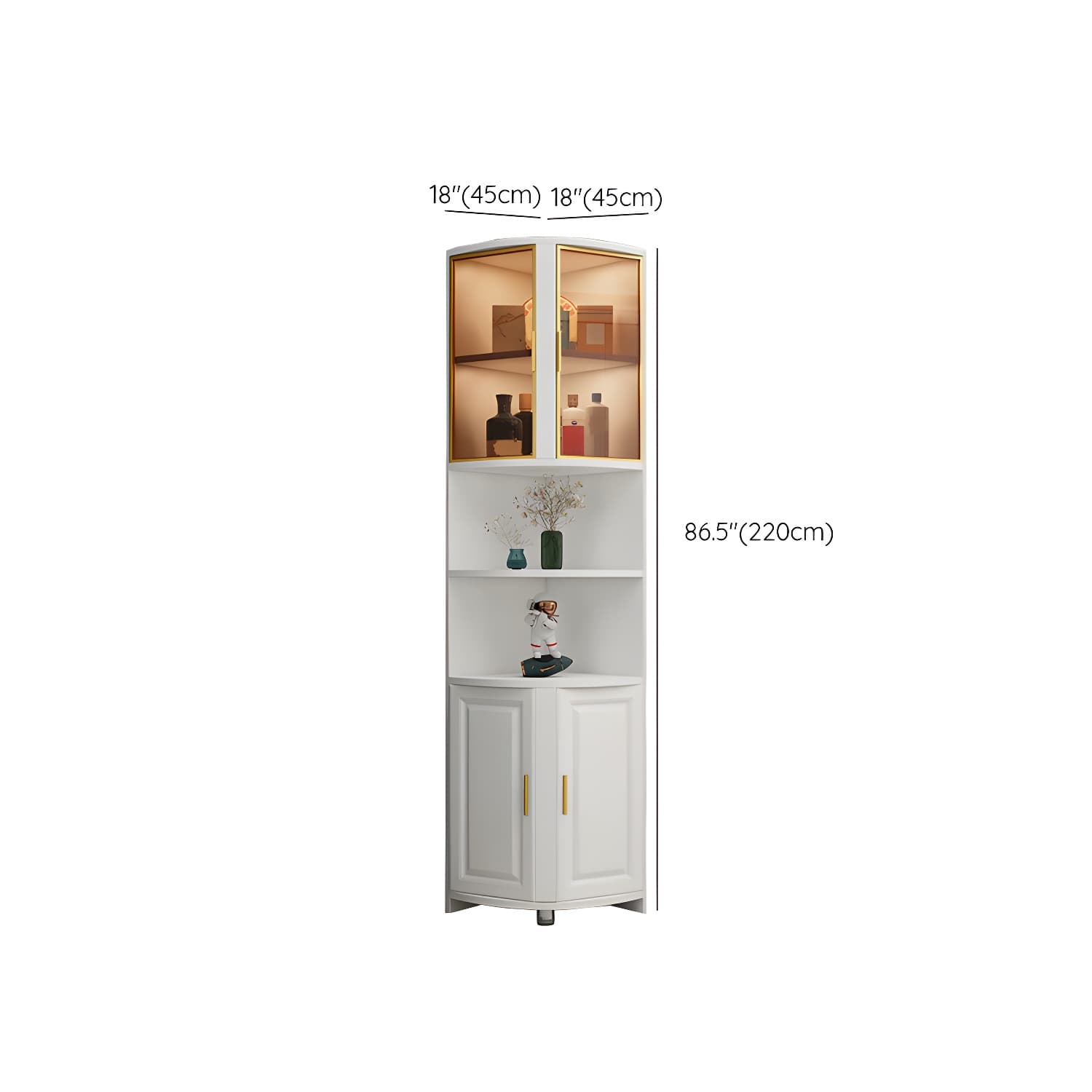 Modern White Corner Accent Cabinet with Glass Doors and Cabinets Included - image 26