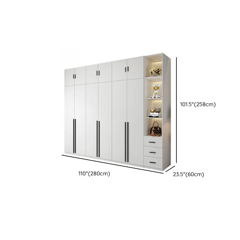 White Lumber Detached Wardrobe Closet with Soft Close Drawer, Door, Interior Shelves, and Clothing Rod - image 58
