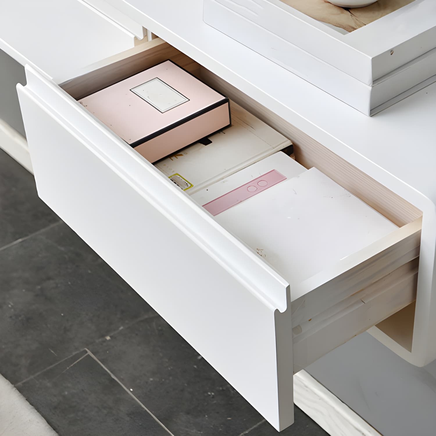 Wall-mounted TV Console Solid Wood TV Media Console with Drawers - image 11