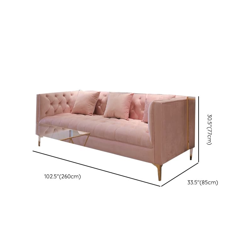 Button-tufted Straight/L-Shape Horizontal/Left Hand Facing Sofa Chaise/Sofa Couch in Rose with Tufted Back - image 13