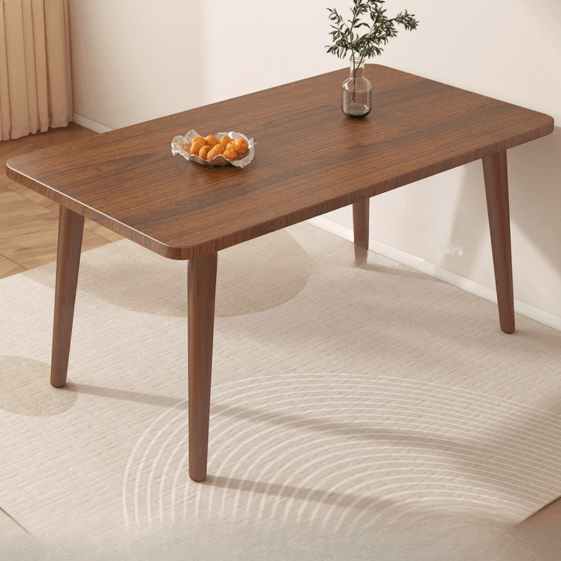 Dining Table Set with Rectangular Recycled Wood Table and 4 Legs, Padded Chair Back in White/Auburn/Unfinished