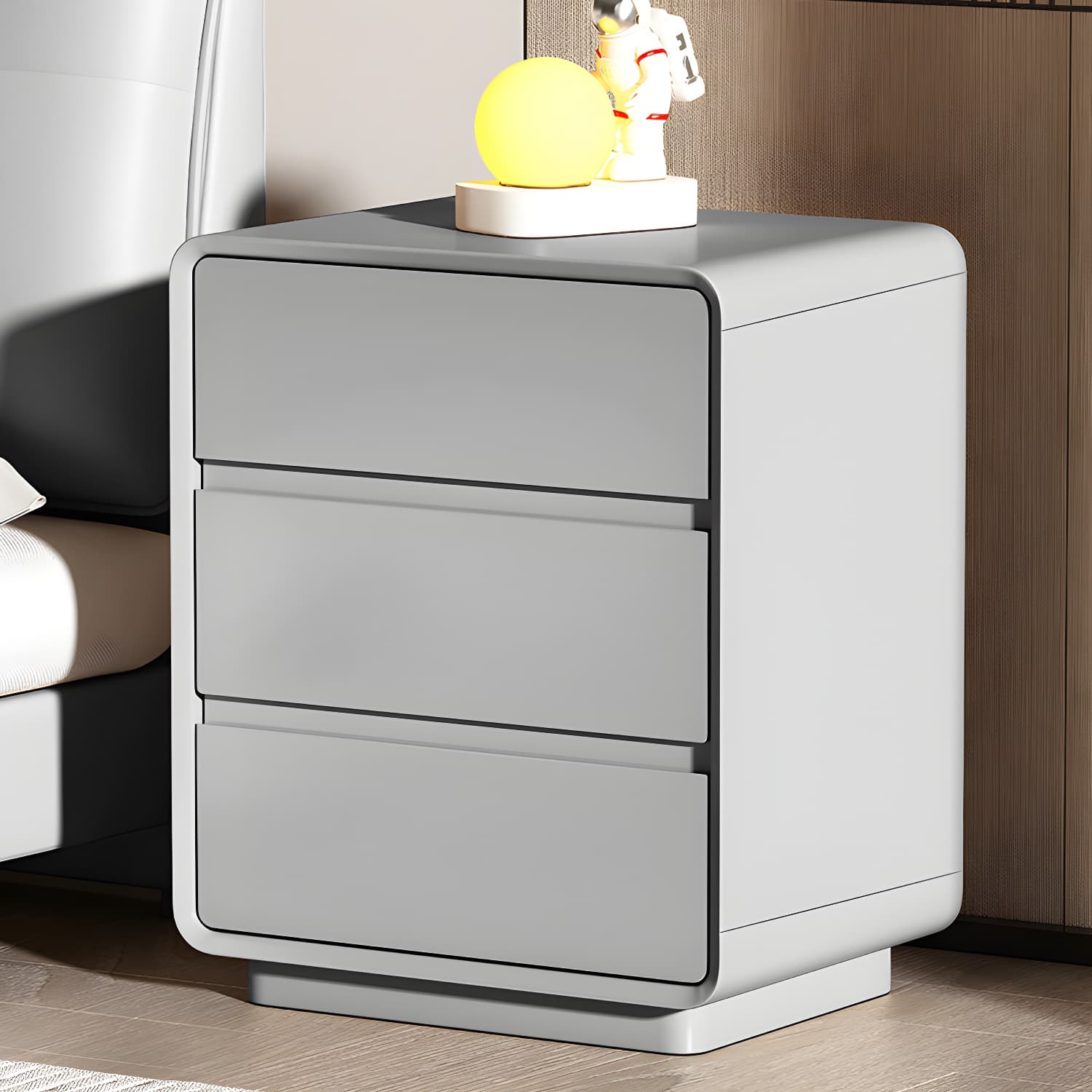 Modern Pine Wood Bedside Cabinet with 3 Drawers in Standard Height