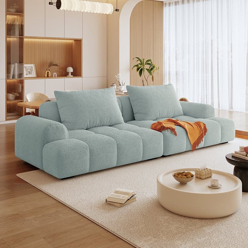 Modern Solid Color Tear Resistant Sofa Couch in Grey/Olive Green/Ivory, Seats 5 with 2 Pillows - image 4