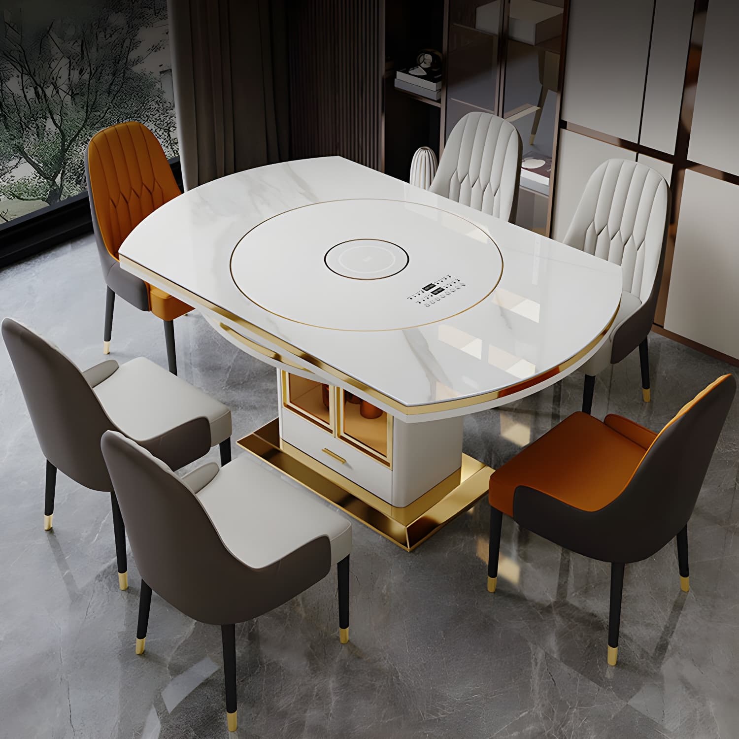 White Dining Table Set 1/5/7 Pcs Metal Dinette Set with Faux Leather Chairs - image 4