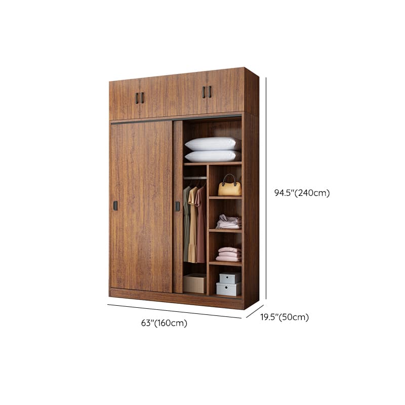 Modern Wooden Wardrobe Armoire with 3 Clothing Rods and Interior Shelves - image 31