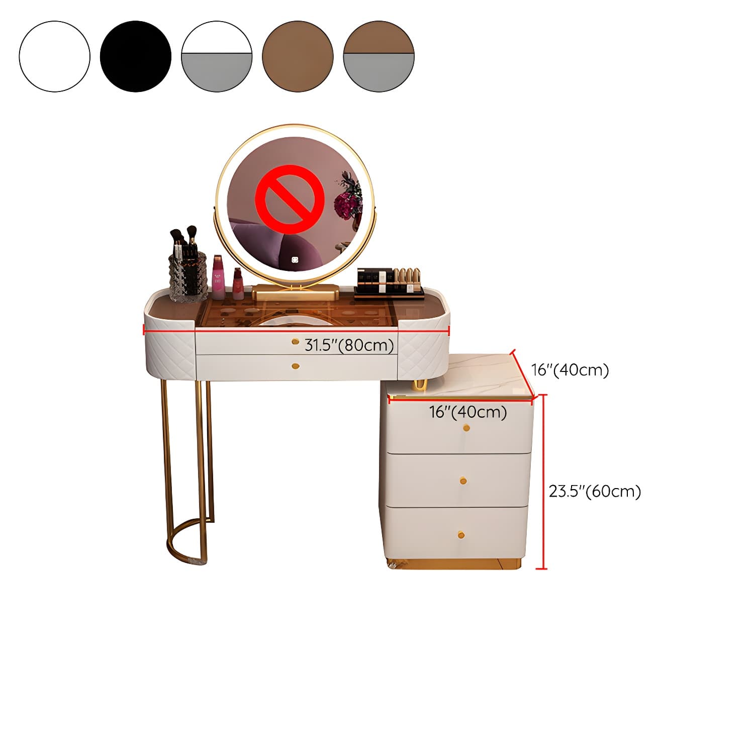 Wood Makeup Vanity Desk Table with Gold Base Storage Makeup Vanity Desk - image 21