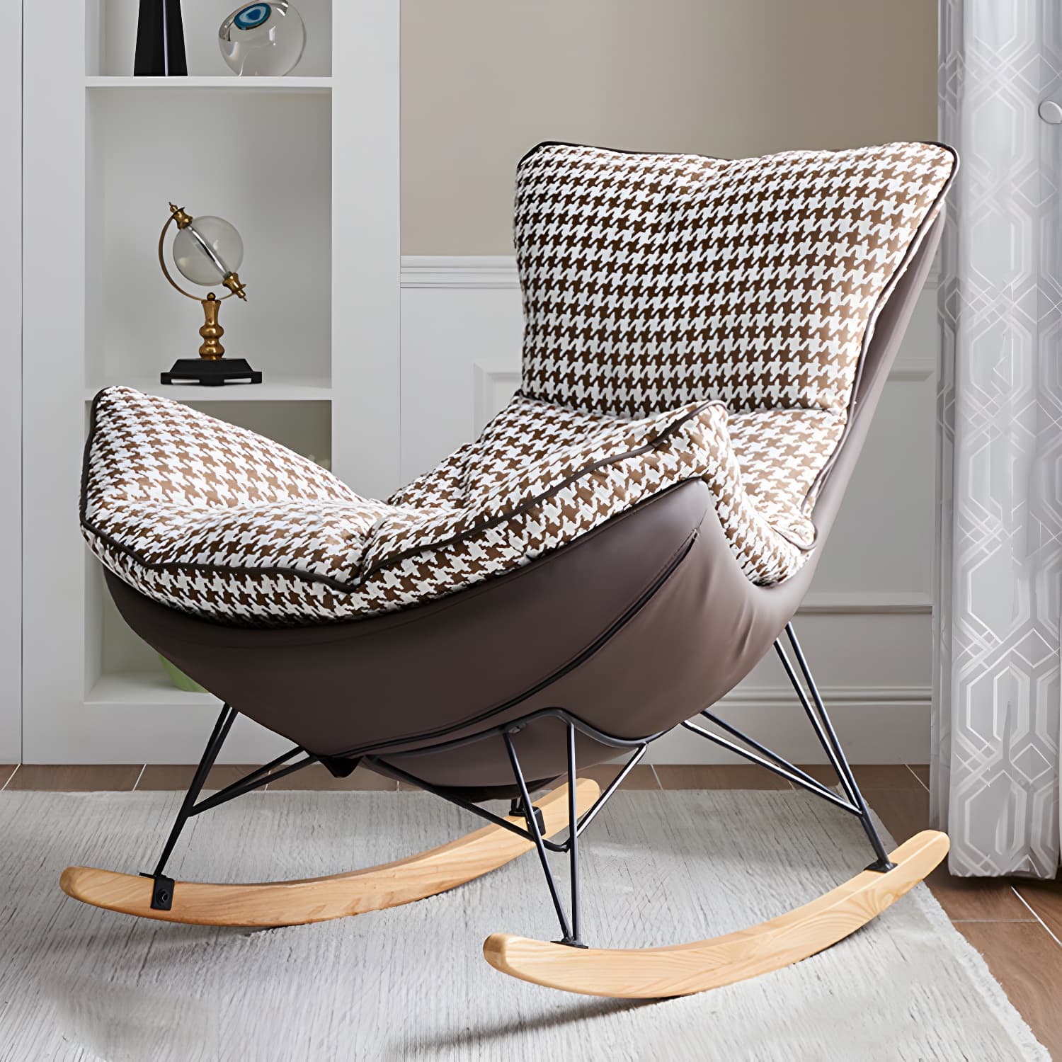 Modern Upholstered Metal Rocking Chair for Chic and Comfortable Seating Experience - image 13