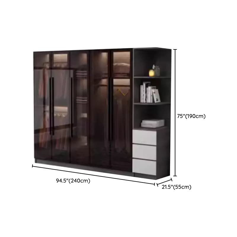 Charcoal Modish Timber Self-supporting Cabinet Armoire with Soft Close Drawer and Door, Hanging Rod - image 23