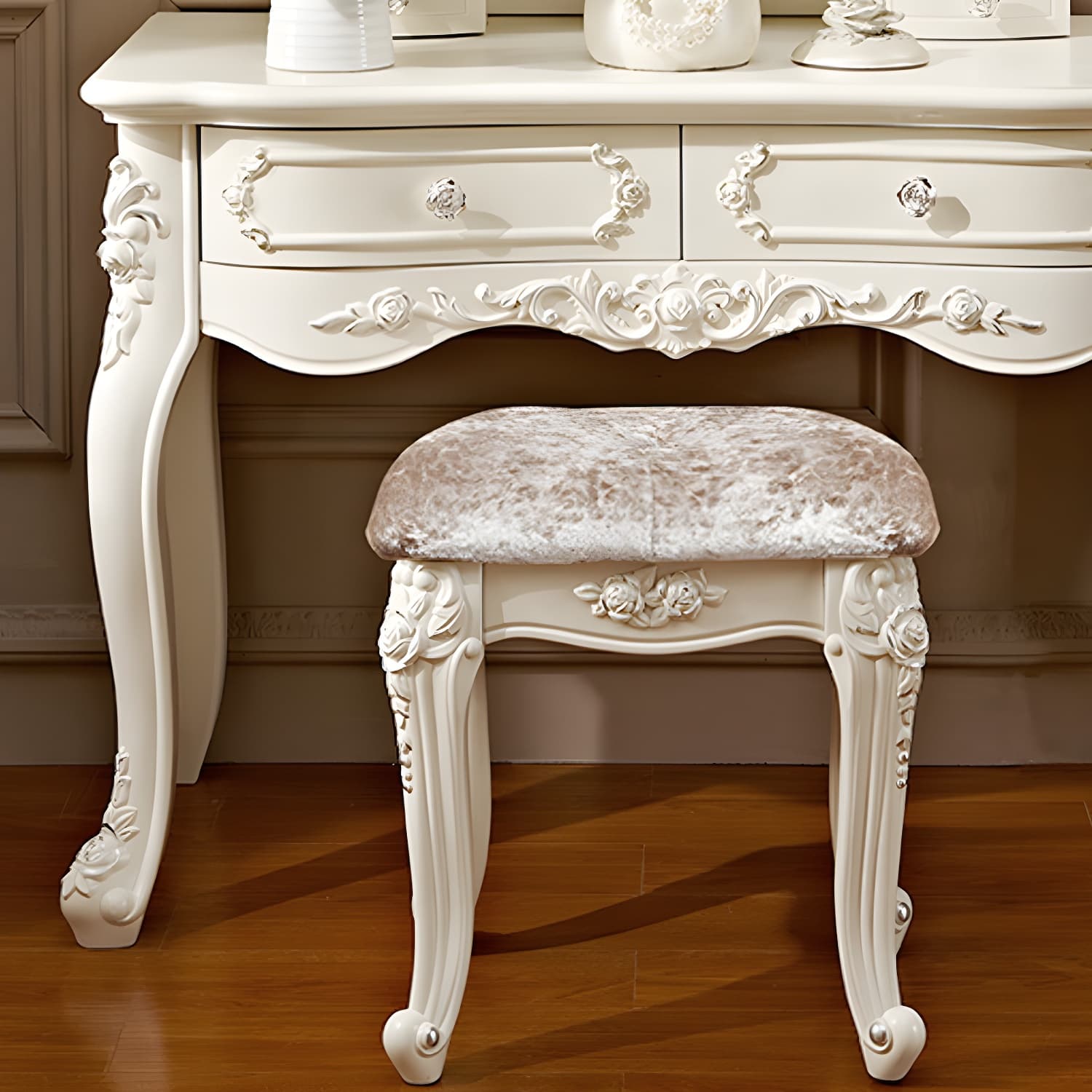 Victorian Makeup Vanity Desk Wood Makeup Vanity Set with Drawer - image 11