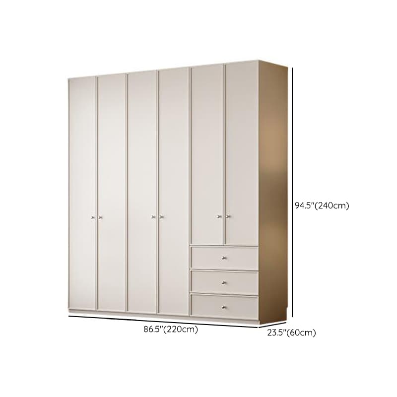 Chalk Modern Wooden Standalone Almirah with 3-Drawer, Interior Shelves, and Hanging Rod - image 22