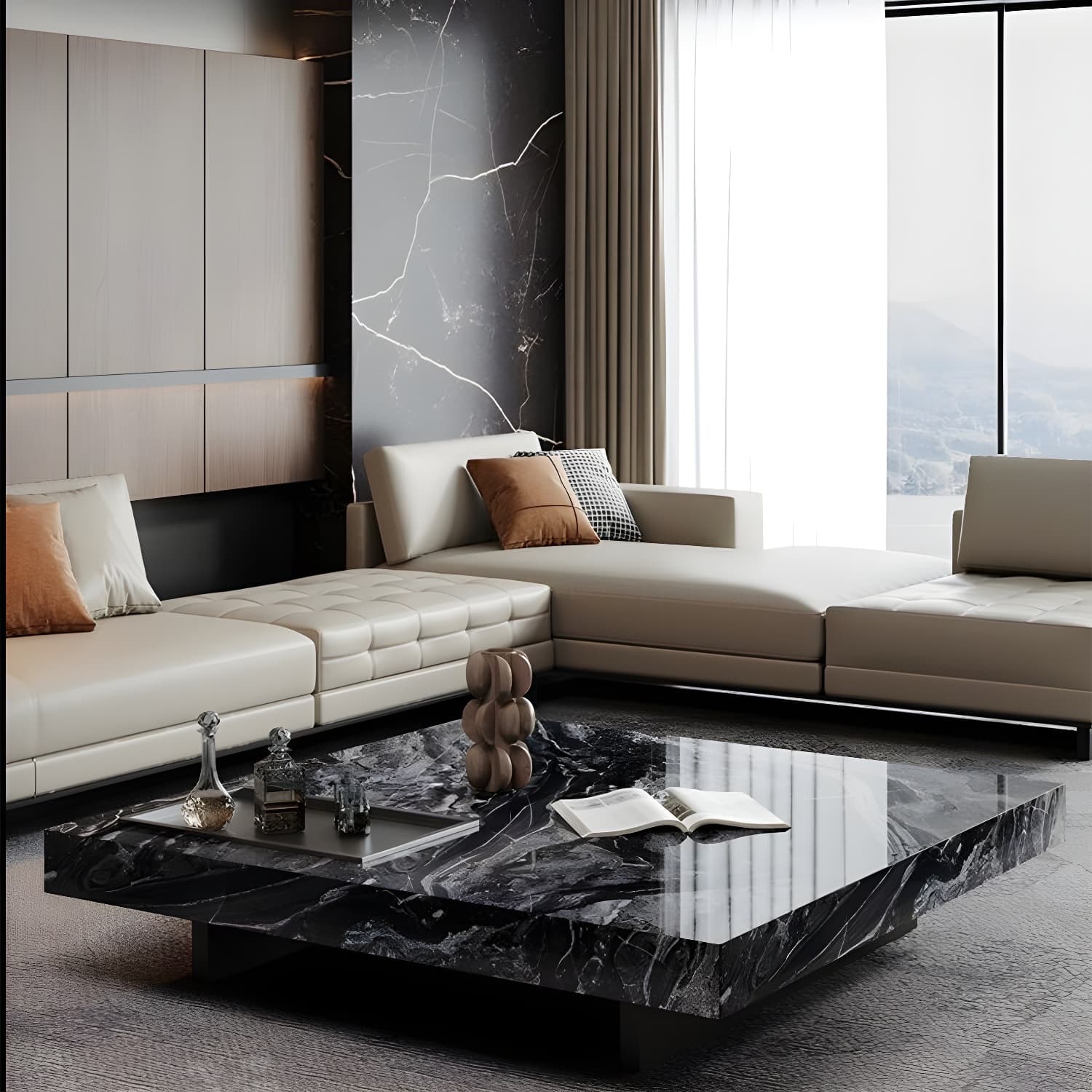 Block Coffee or End Table Contemporary Marble Square/Rectangle Prevent Scratches - image 9