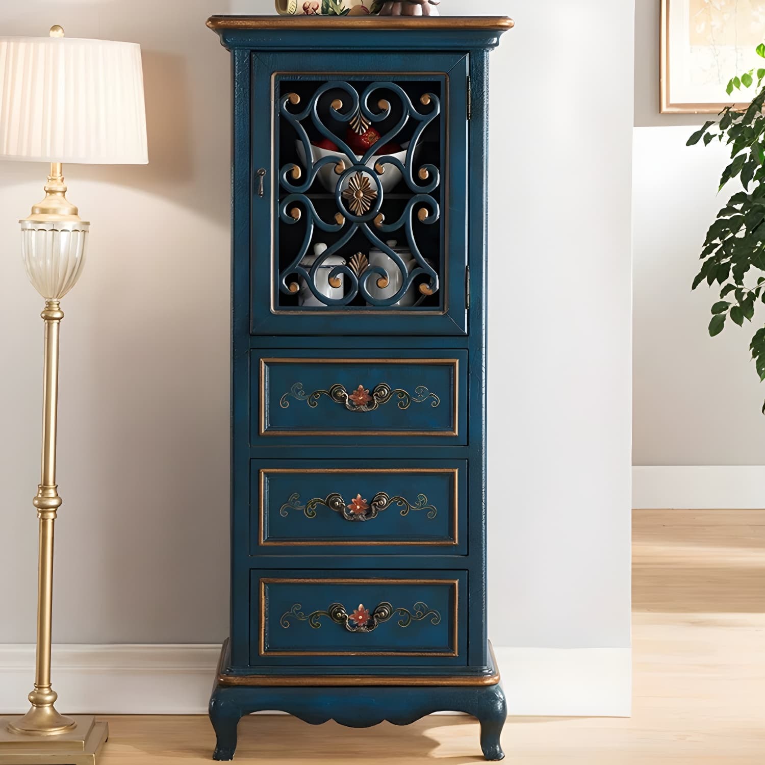 47.24"/61.02" Tall 1- Door Wooden Cabinet, Rectangle Accent Cabinet with Drawers - image 5