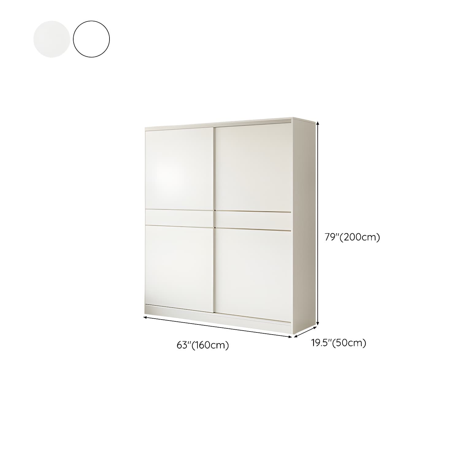 Fashionable Sliding Door Storage Wood Wardrobe with Metal Clothing Rod and Shelves in White Color - image 15