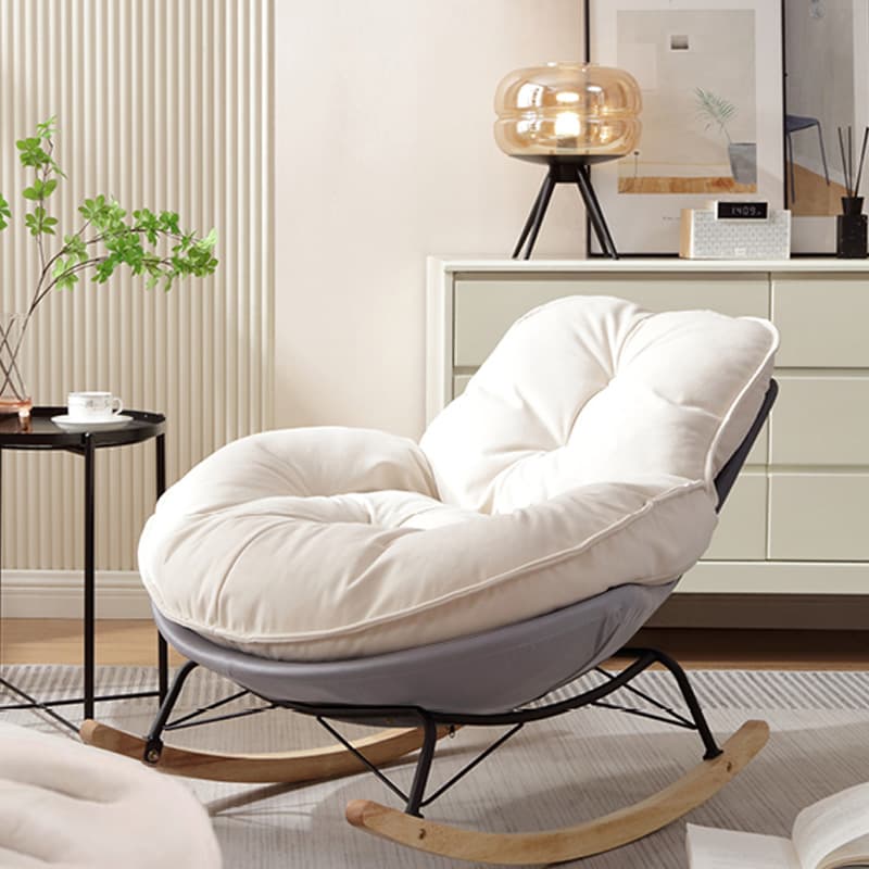 Chalk Simple 2 Piece Set Rocking Chair with Ottoman, Scratch-tolerant and Padded Upholstery - image 6