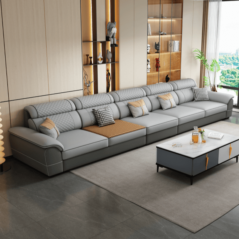 Modern Simple Style Straight/L-Shape Horizontal/Reversible Sofa Couch/Sofa Chaise in Grey with Water-resistant and Pillow Top Arm, 2-piece/3 Pc - image 6