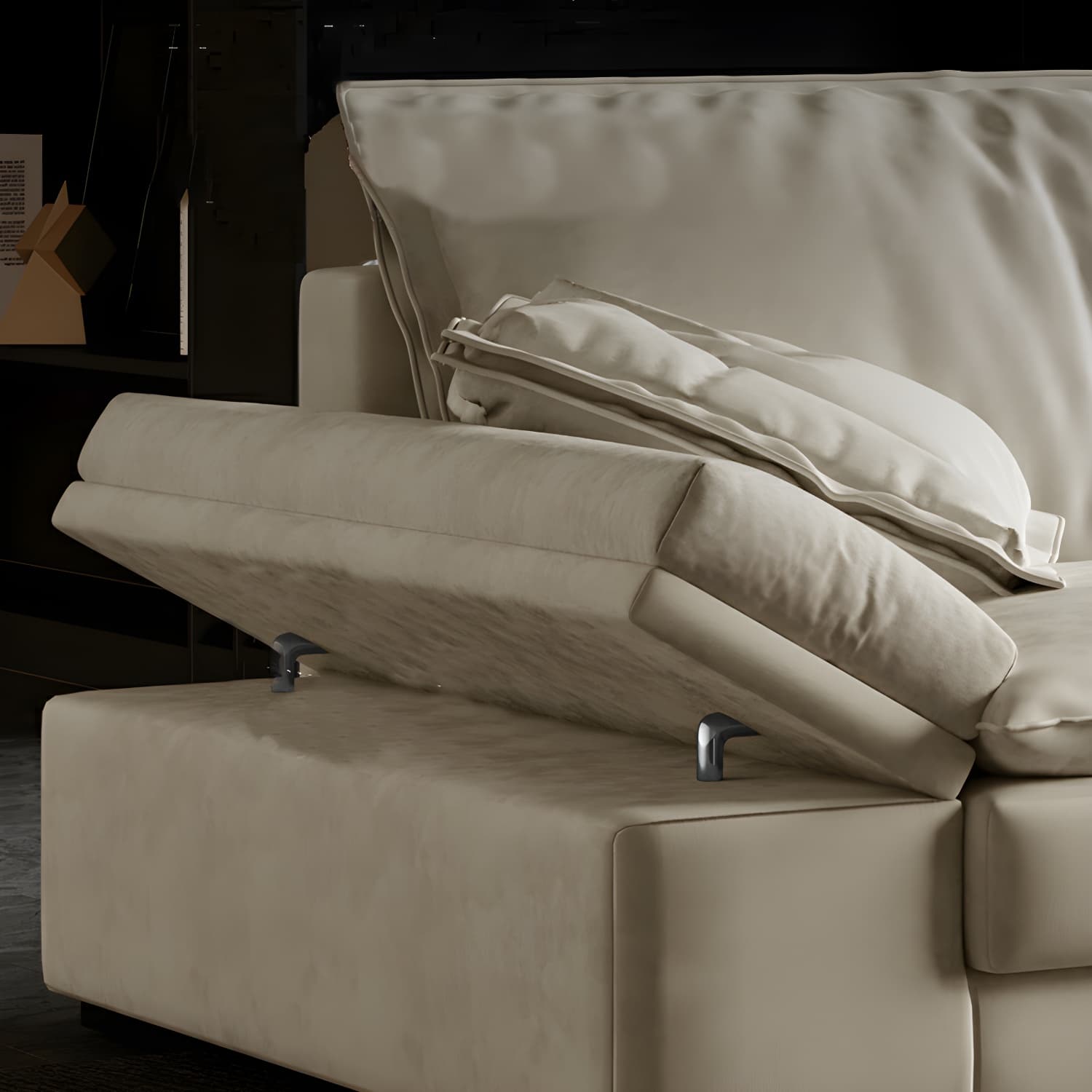 Beige Stationary Modern Sectional Sofa with Pillow Top Arm and Cushion Back - image 7