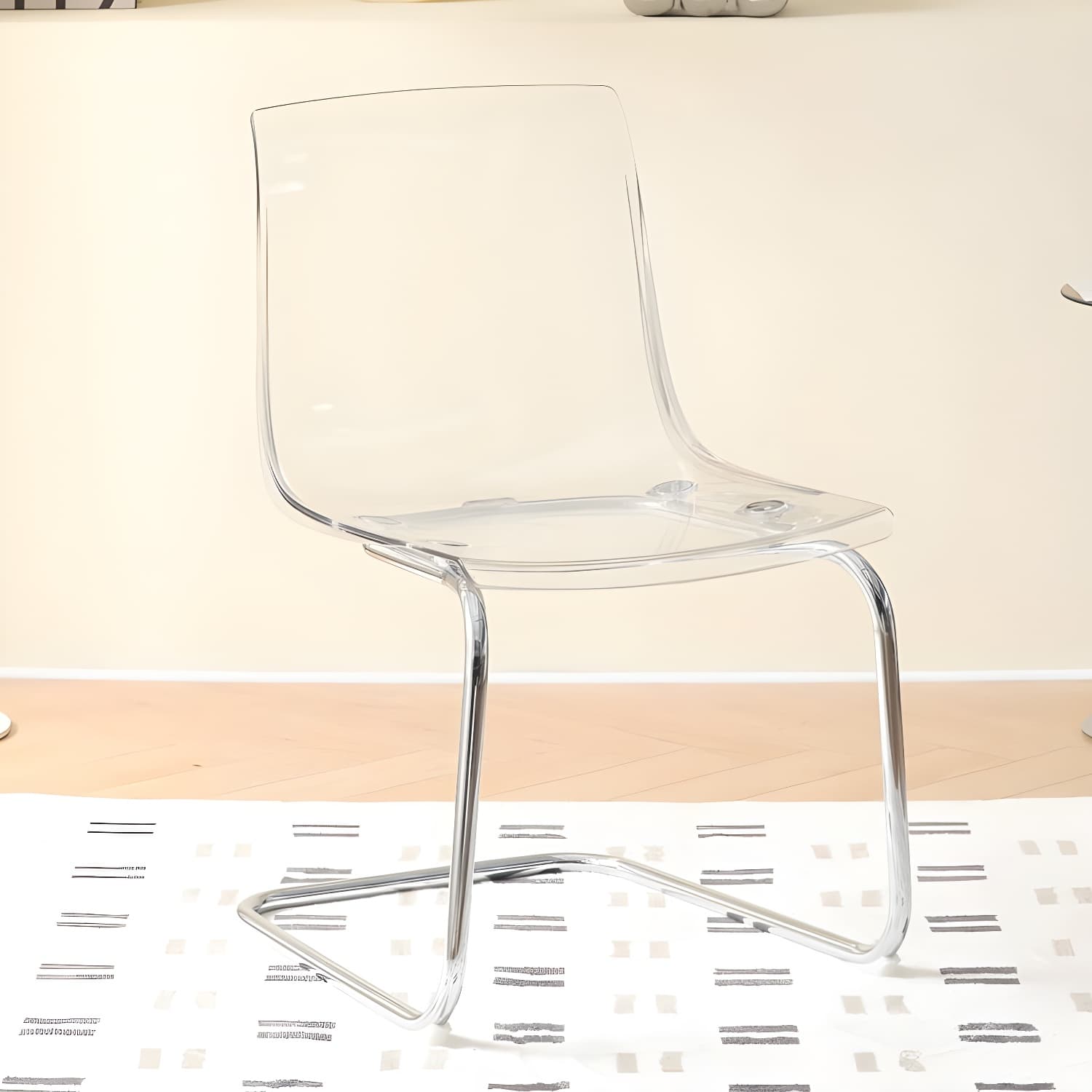 Modern Low-Back Side Chair in Plastic & Acrylic with Metal Legs - Silver - image 3
