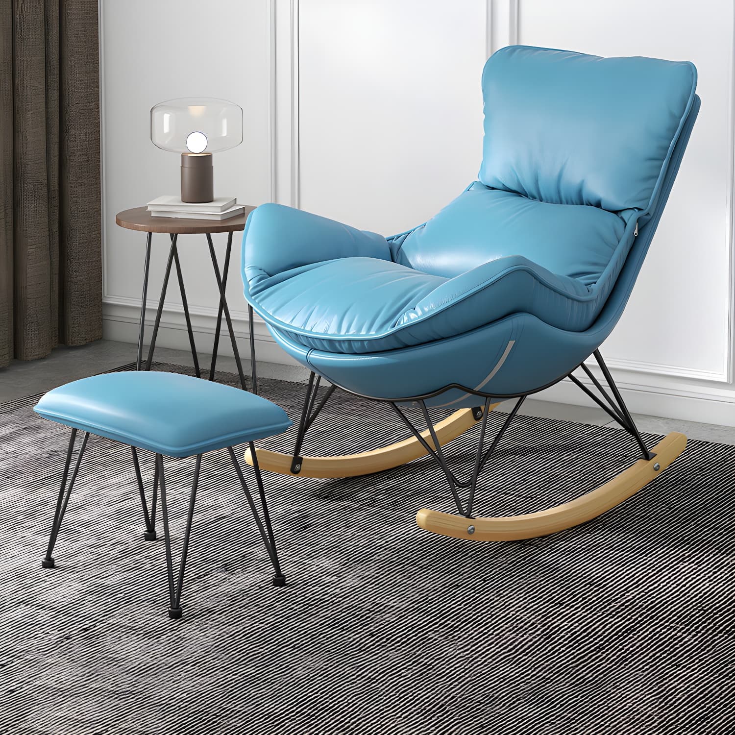 Solid Wood Rocking Chair Contemporary Rocker Chair with Padded Seat - image 4