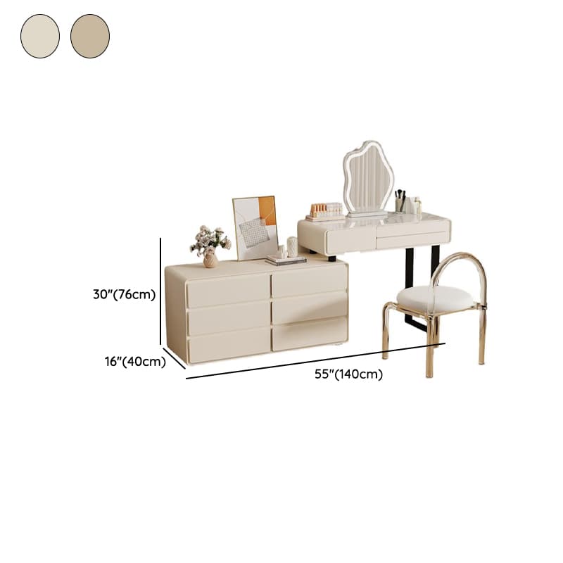 Large/Standard Vanity Set with Stone Table Top, White Seat, 9 Drawers/6 Drawers, Mirror Lights, and Scalable Design - image 11