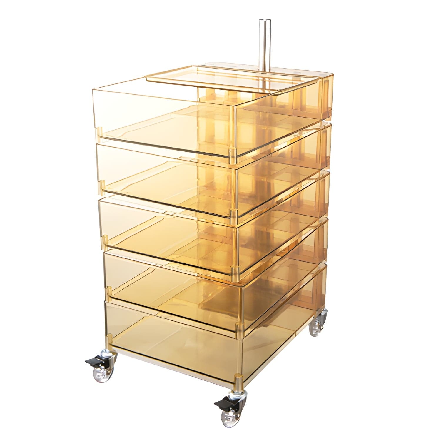 Plastic Nightstand Or End Table 28" Tall Nightstand with Drawers and Wheel - image 5