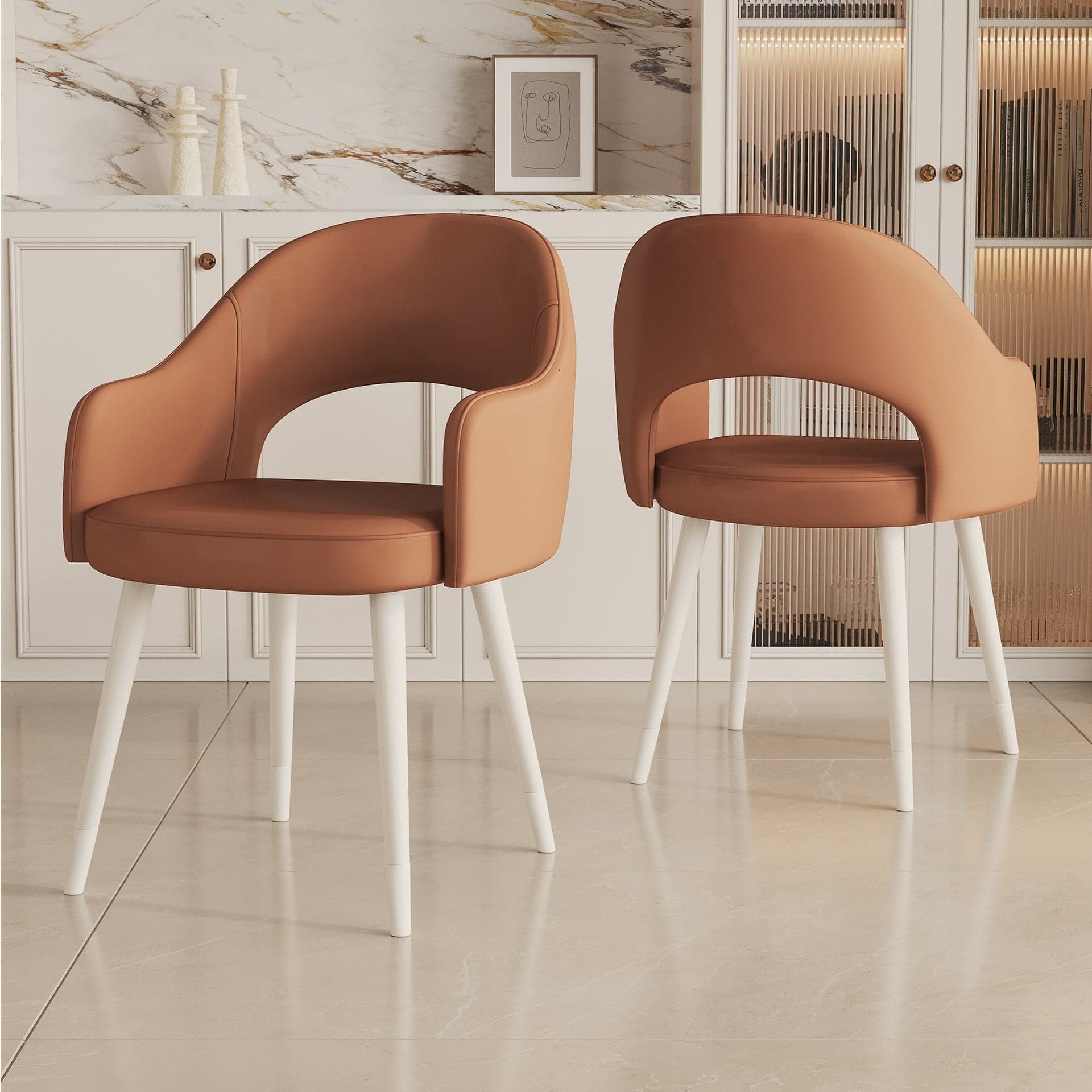 Modern Simple Style Arm Chair with Ventilated Back, Padded Upholstery, Arms, and Metal Legs - image 3