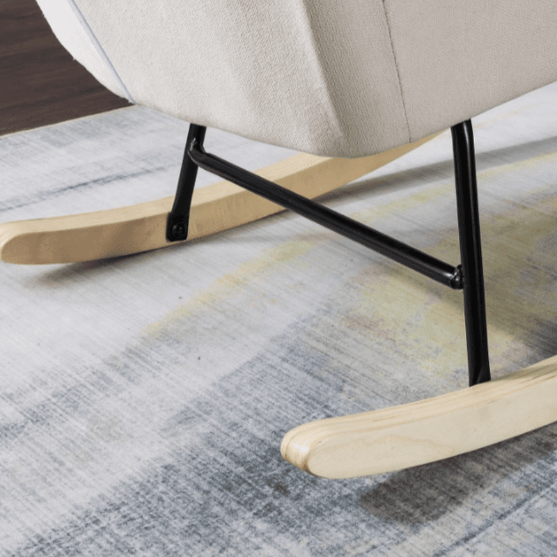 Simplistic Scratch-immune Padded Recessed Arm Ottoman Upholstered 2 Piece Set Bedroom Rocking Chair - image 13