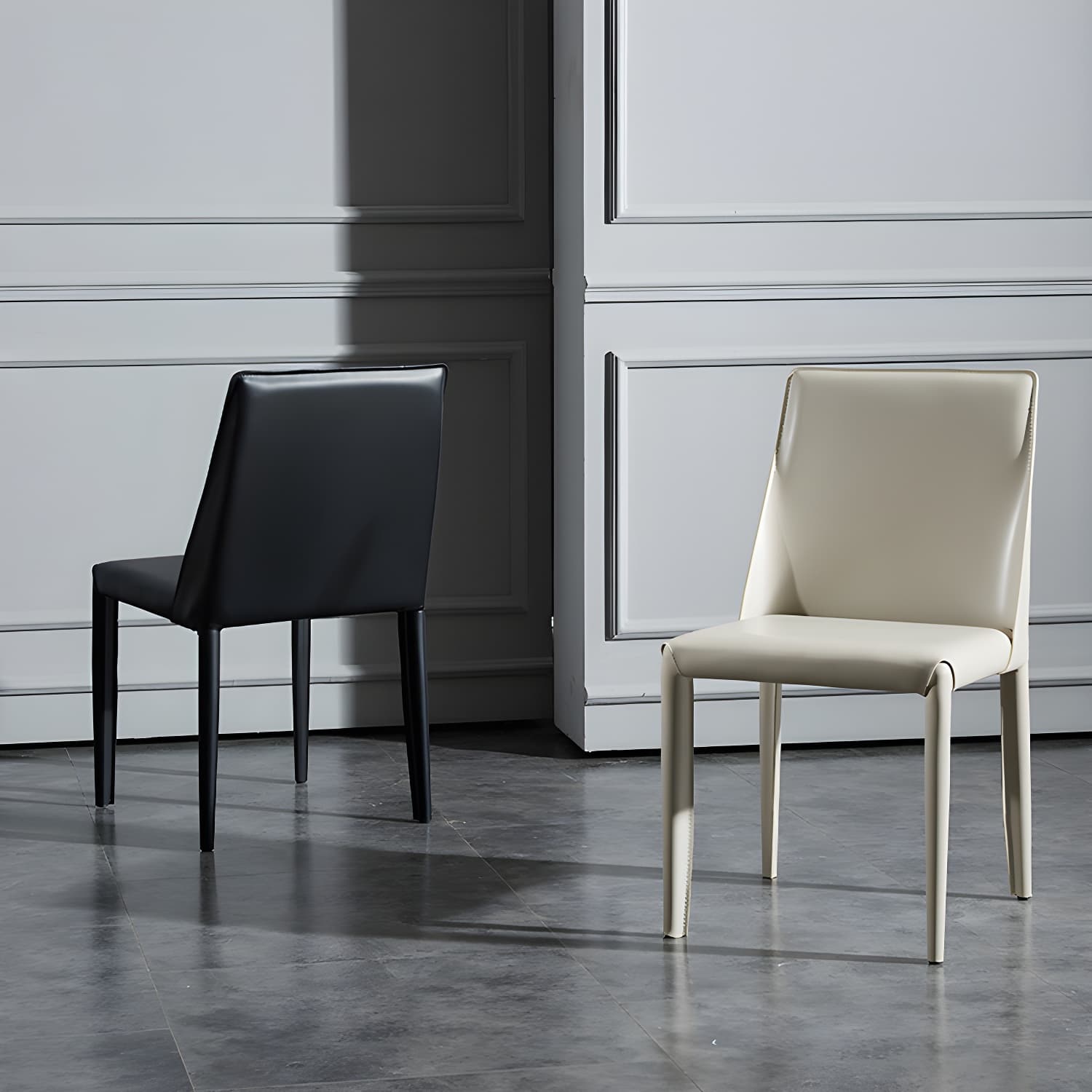 Solid Back Armless Dining Chairs Indoor Leather Side Chairs with Metal Legs - image 12
