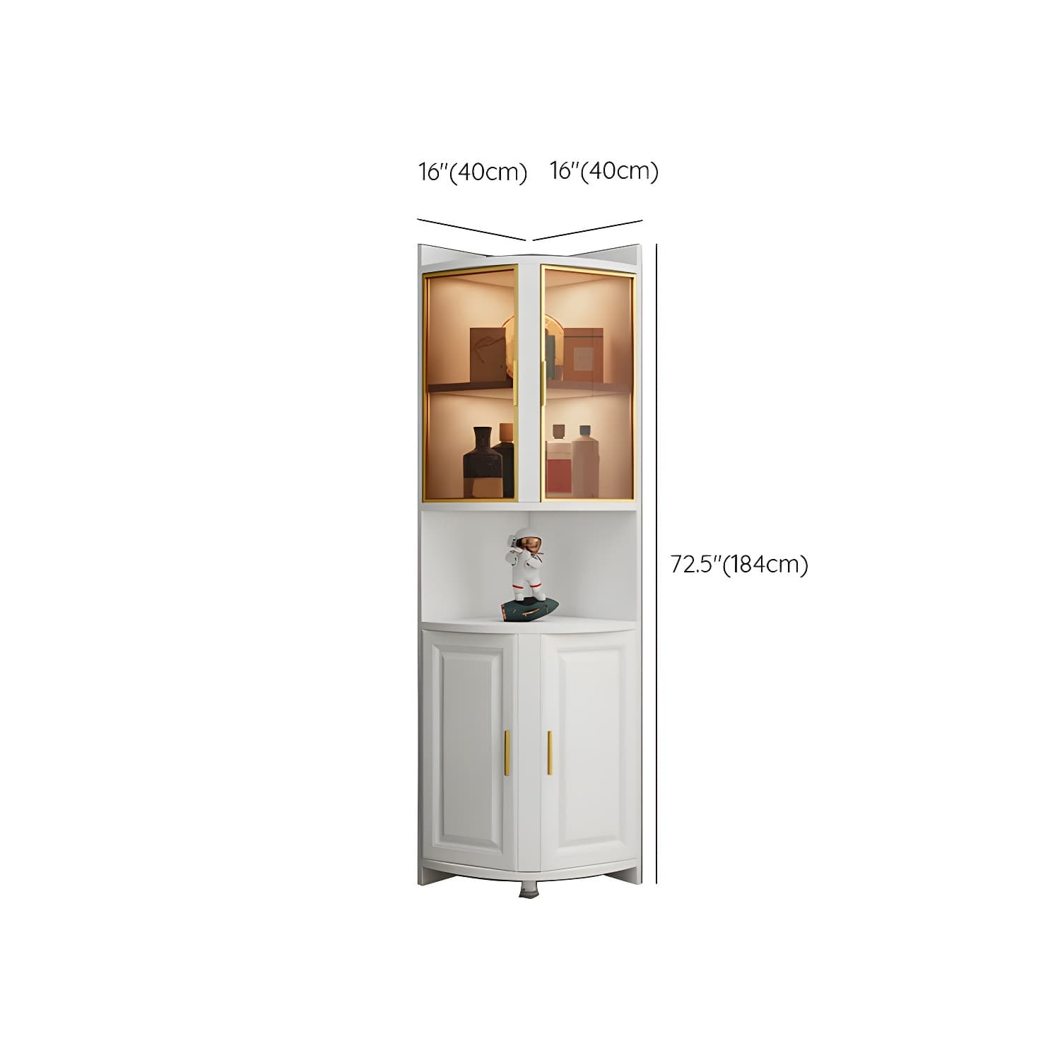 Modern White Corner Accent Cabinet with Glass Doors and Cabinets Included - image 11