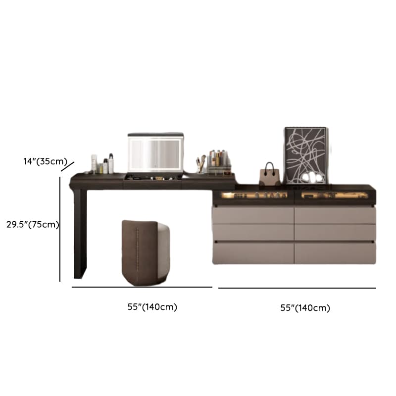 Space-saving Vanity Set with 7/11 Drawers, Lighting, Dividers, 2-in-1 Design, and Adjustable Touch Brightness - image 26