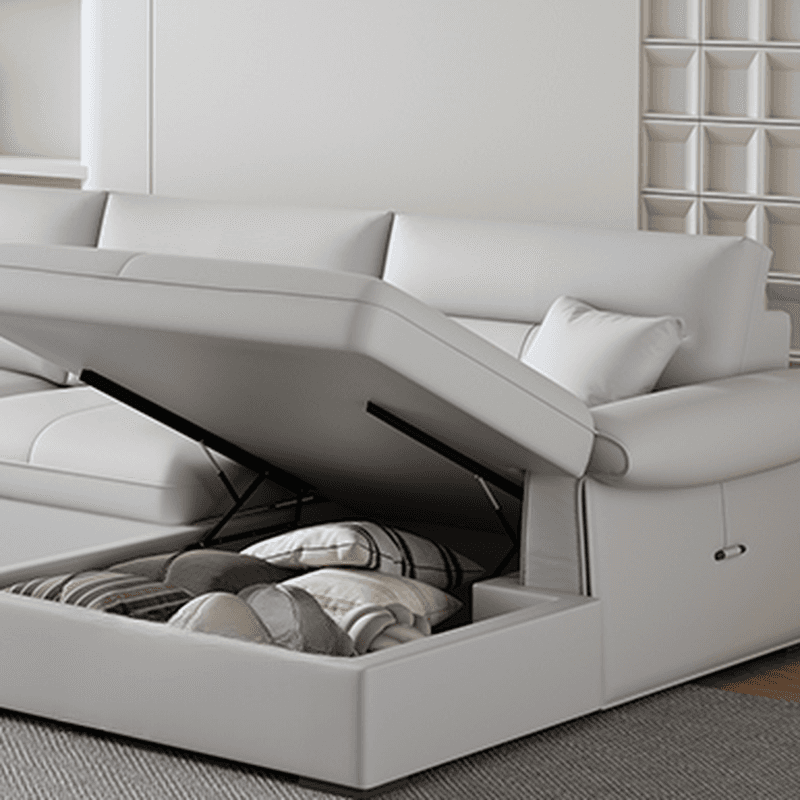 L-Shape/Straight Sofa/Sofa Chaise in Chalk with Under-seat-storage, Right Hand Facing/Horizontal Orientation, and Round Arm - image 5