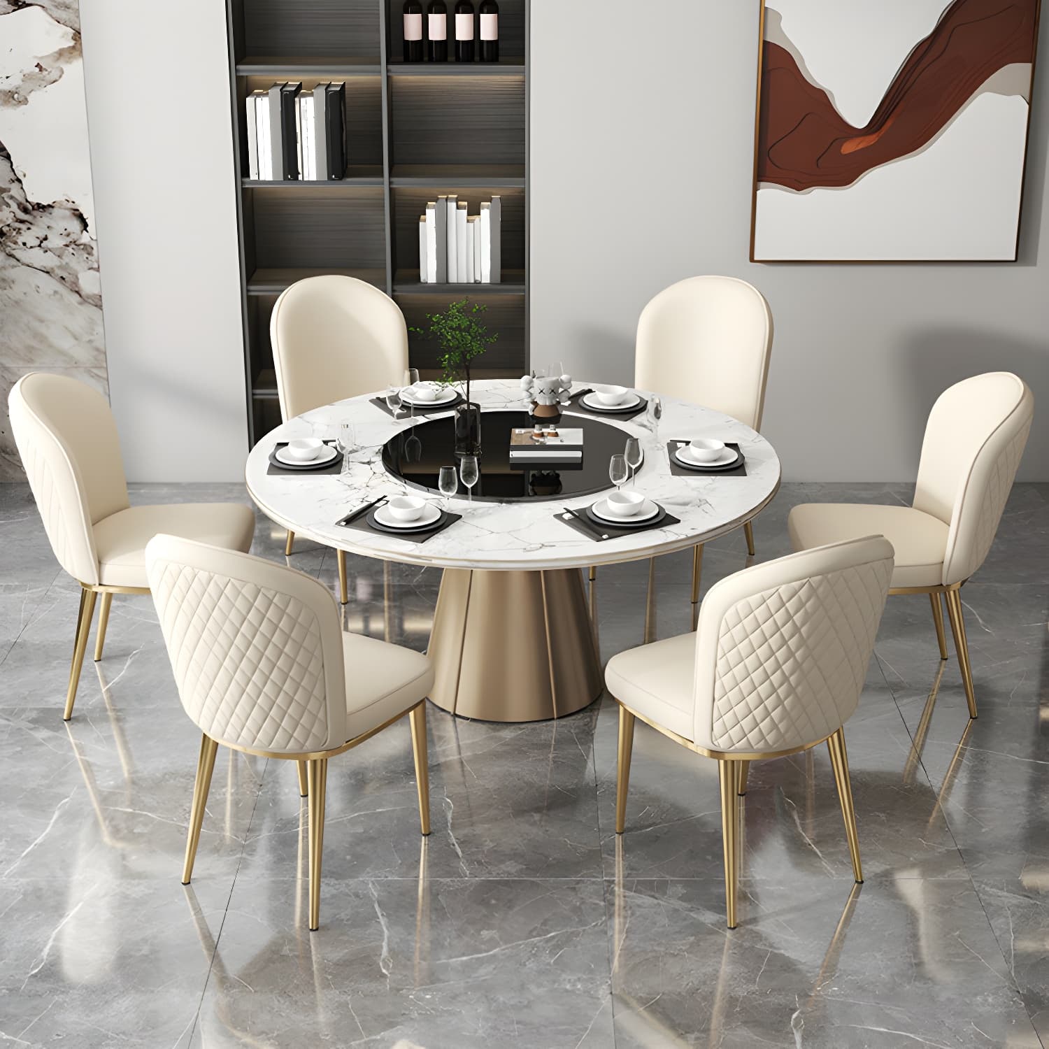 Gold Leg Glam Side Chair with Low Back and Upholstered Faux Leather in Polyurethane Material - image 13