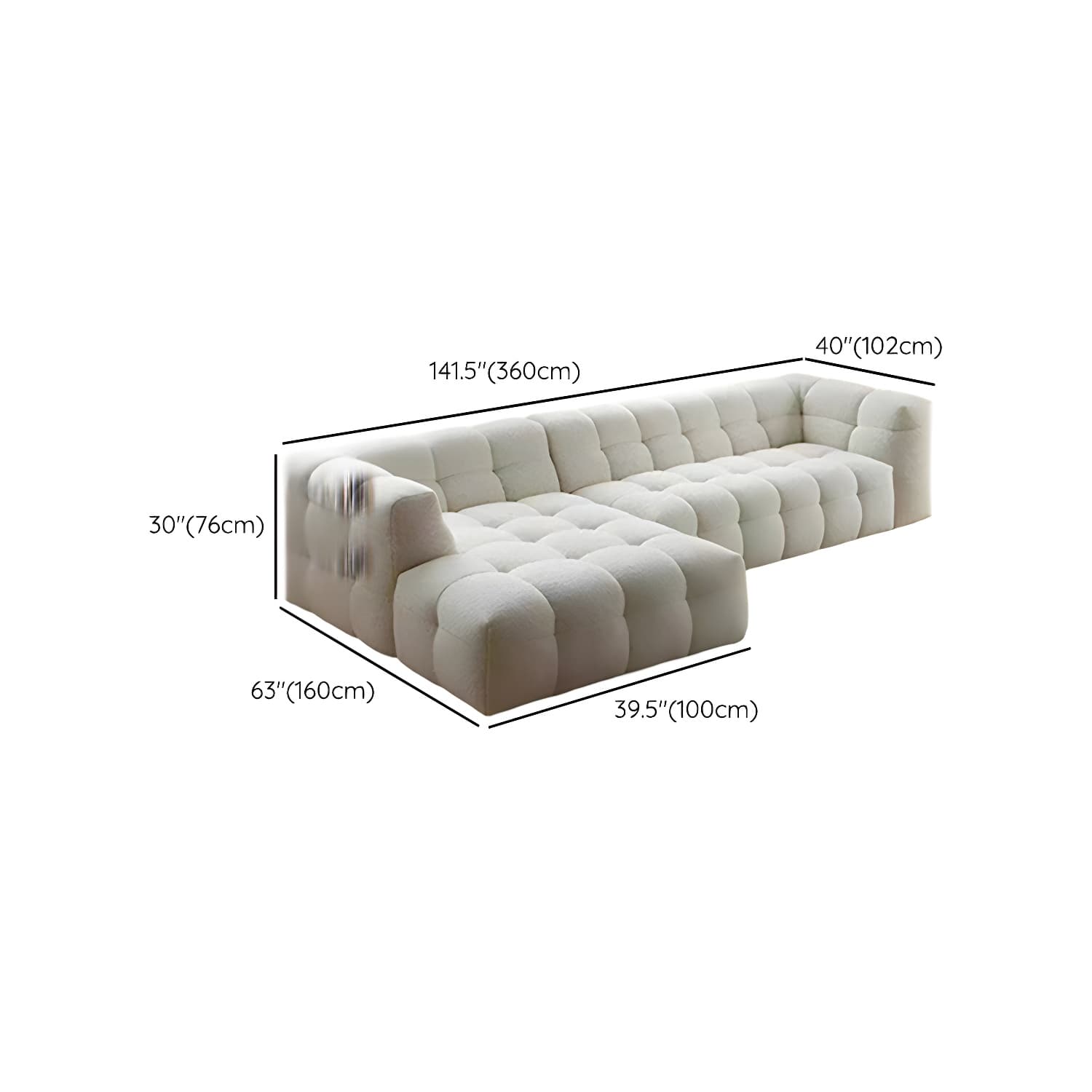 Beige Polar Fleece Upholstered Scandinavian Wood Sectional for Cozy Home Decor - image 17