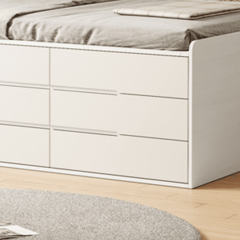 White Contemporary Solid Color Panel Bed with Lumber Slats for Bedroom - image 5