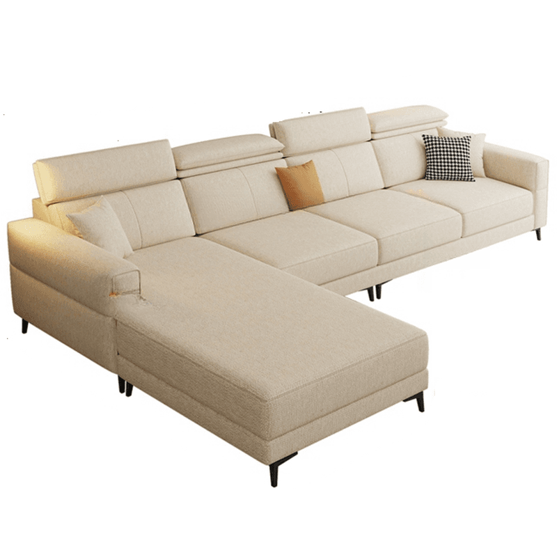 3 Pc Contemporary Modern L-Shape Sofa Chaise in Grey/Cream with Square Arm & Cushion Back - image 6