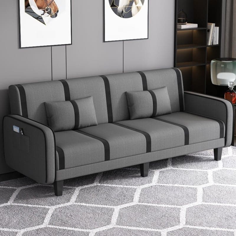 Striped Standard Sofa in Dark Gray/Cerulean/Off-White with Armrest - image 9