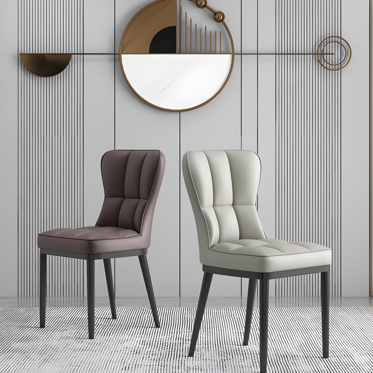 Wingback Faux Leather Side Chair with Standard Back Heights and Metal Legs in Kitchen & Dining - image 10