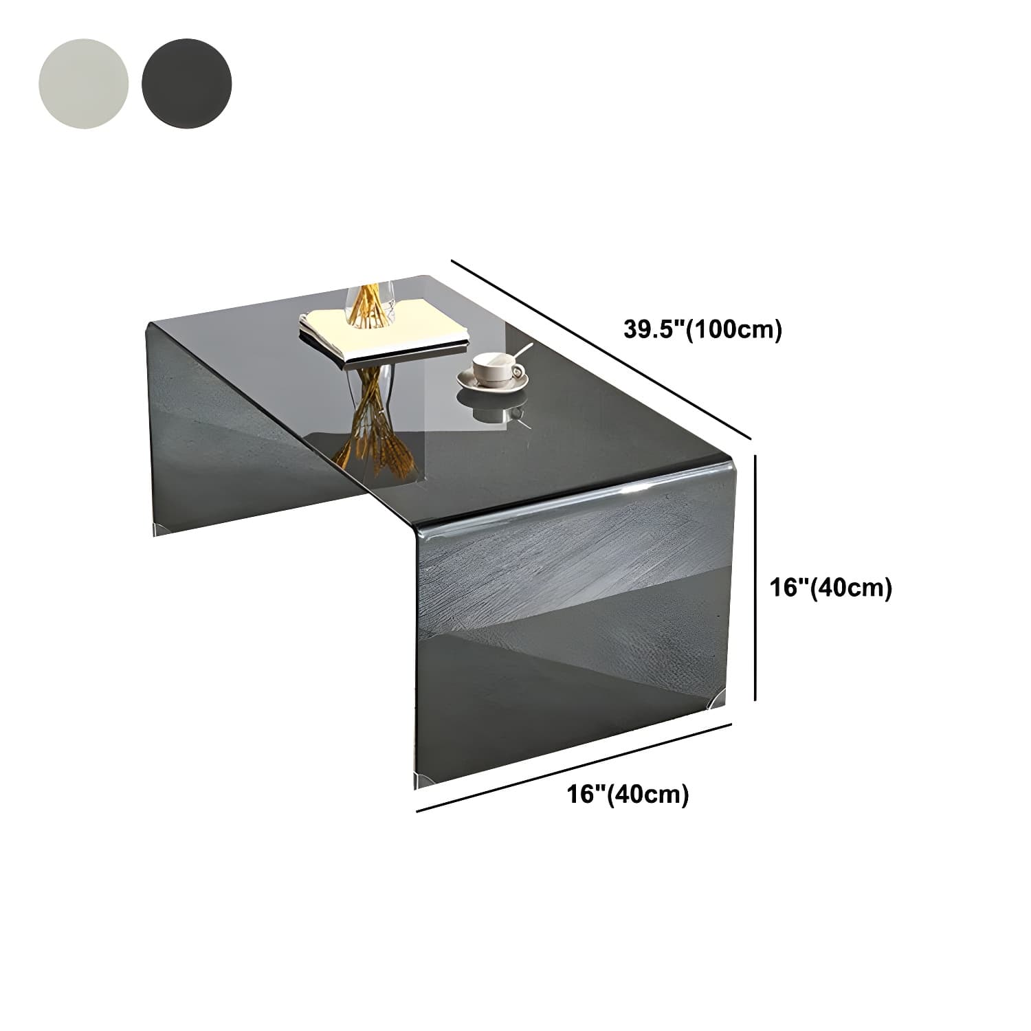 Contemporary Glass Sled Coffee Table Rectangle Cocktail Table - image 12