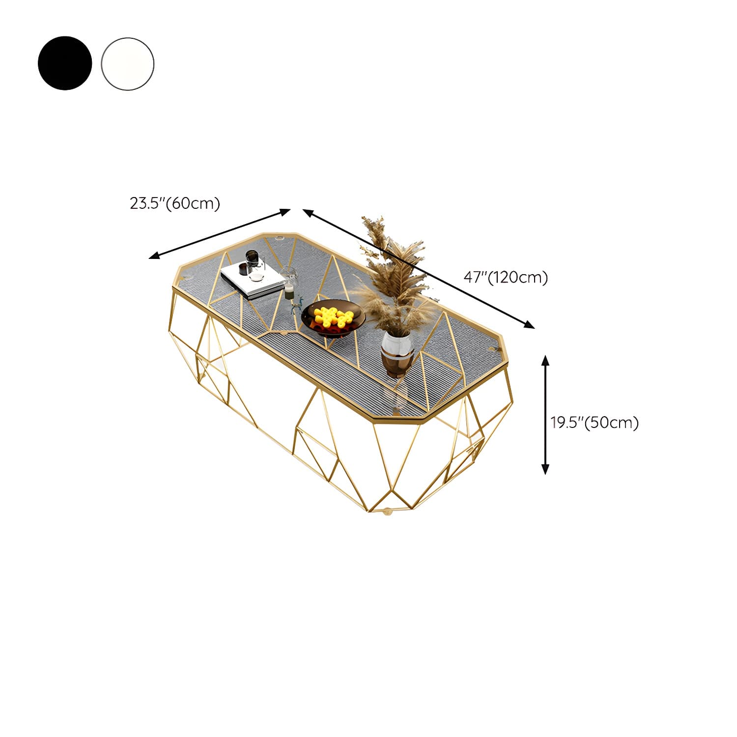 Octagon Glass Glam Coffee Table with Gold Iron Frame and Tempered Glass Top - image 13