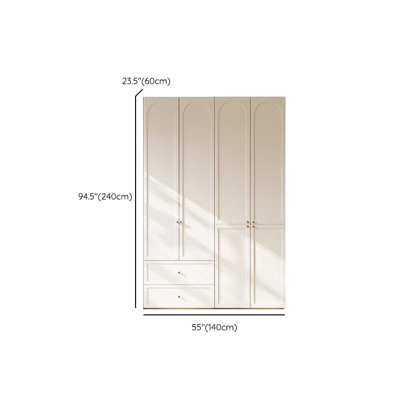 White Minimalist Manufactured Wood Wardrobe Closet with 2 Drawers, Soft Close Door, Interior Shelves, and Clothing Rod - image 12