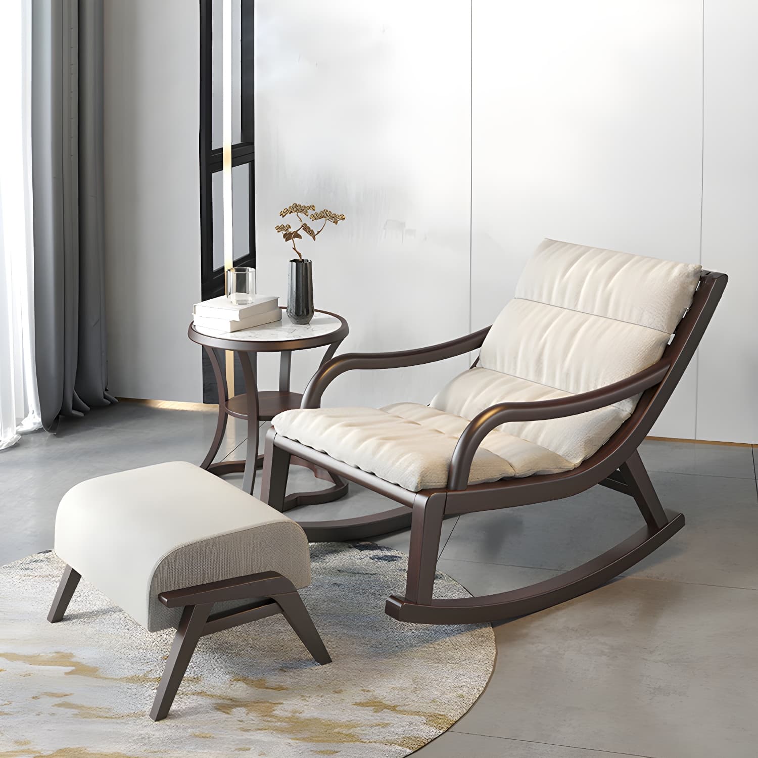 Reclining Solid Wood Living Room with Dark Legs Traditional Rocking Chair - image 18