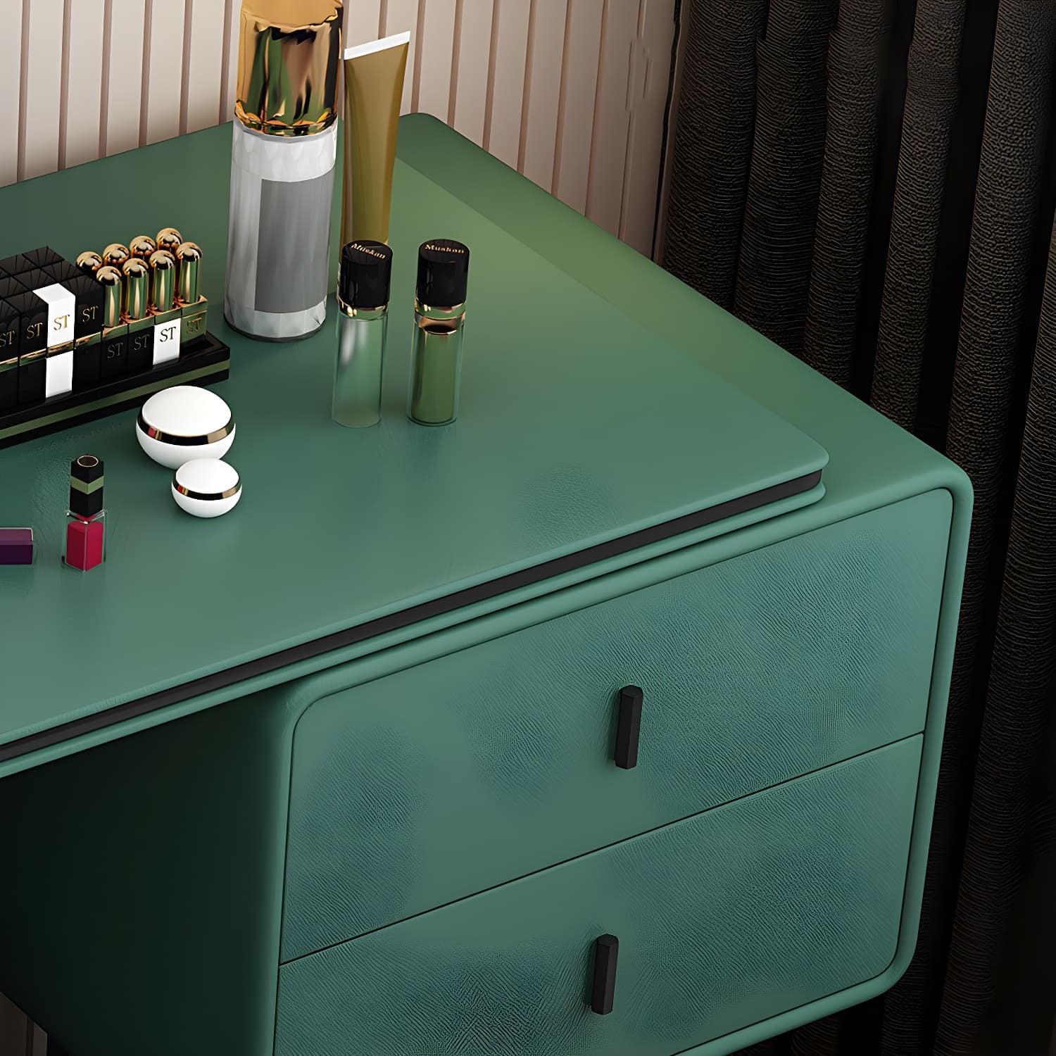 Glam Style 2-Drawer Solid Color Dressing Table Mirror Make-up Vanity - image 11