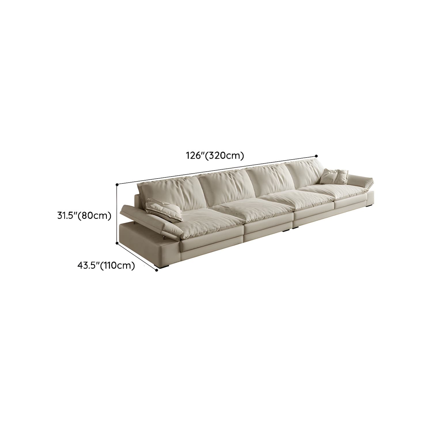 Beige Stationary Modern Sectional Sofa with Pillow Top Arm and Cushion Back - image 13